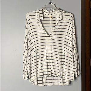 Free People White and blue striped blouse